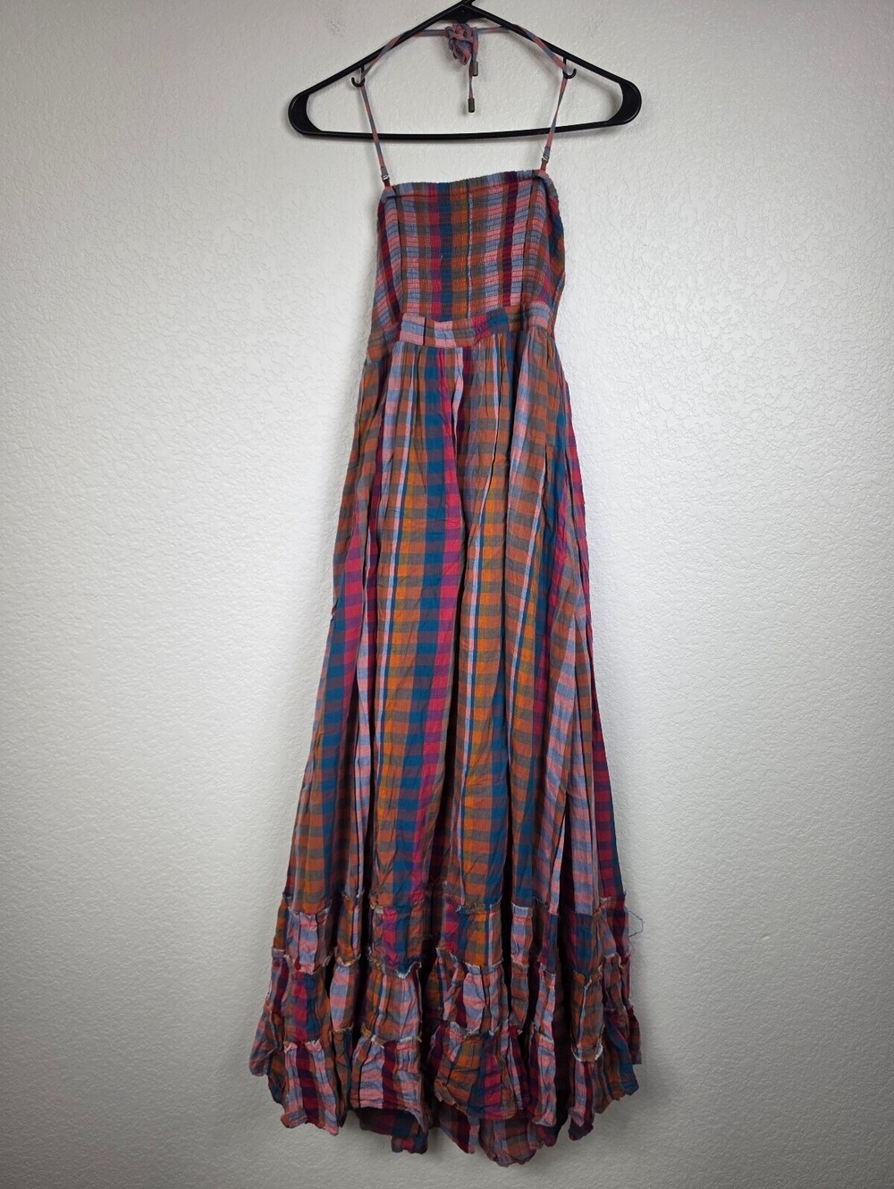 Free People Plaid Maxi Dress XS Cotton Spaghetti Strap